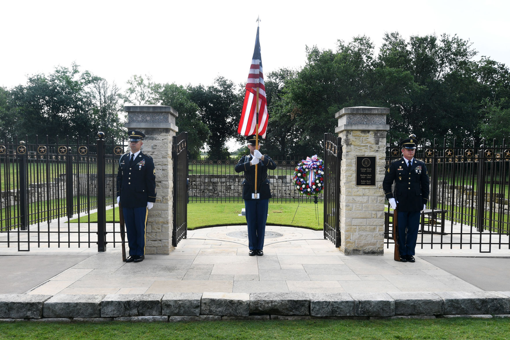 Wreath laying at Bush gravesite